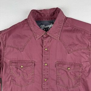 Wrangler Retro Premium Men's Solid Long Sleeve Western Shirt Medium Burgundy Red